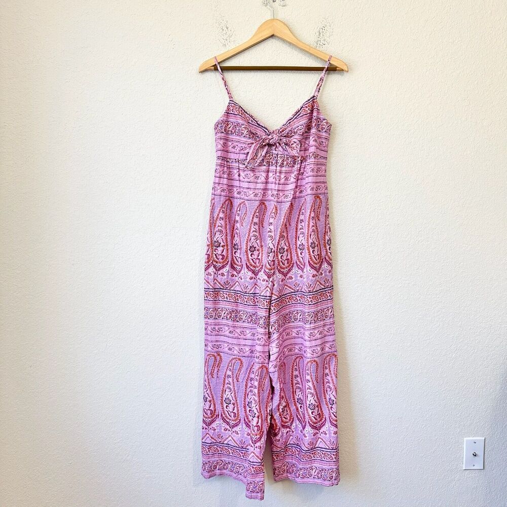 J. CREW POINT SUR Voile Jumpsuit Pink Paisley Metallic Cotton Hippie
